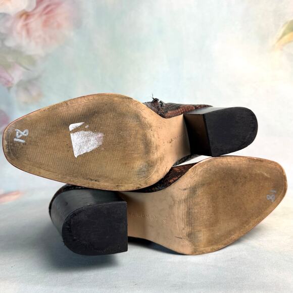 Zara Faux Leather Python Snake Print Heeled Side Zip Ankle Boots - Picture 8 of 11